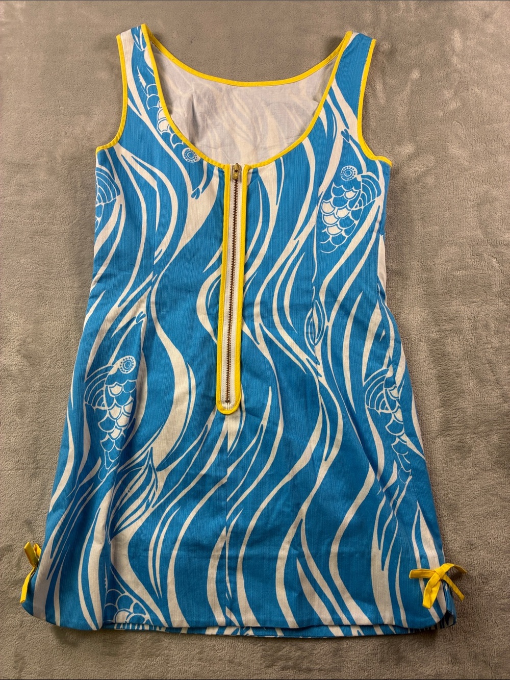 Lilly Pulitzer Delia Shift Dress Joe Fish Blue White Yellow Size 0